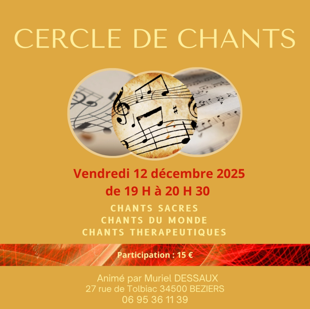 Cercle de Chant le vendredi 12 décembre 2025 à 19 H